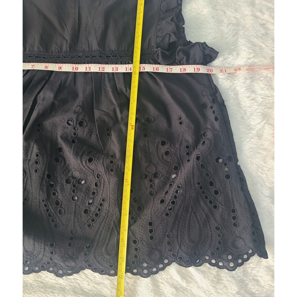 Honey & t Black Eyelet Lace Ruffle Sleeveless Cotton Top Blouse M J2B1460B471 - Picture 3 of 8